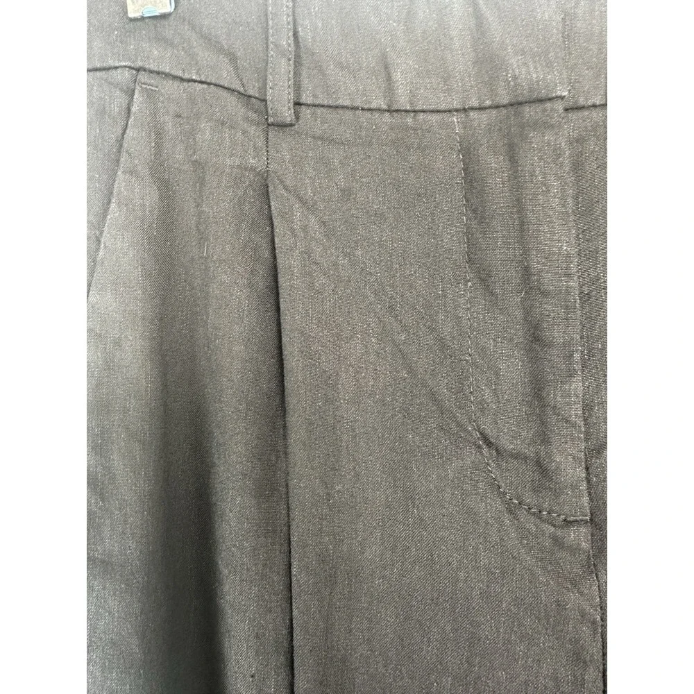 J Crew Women's Linen Blend Pants Size 2 Black Pleated Trouser Old Money Coastal